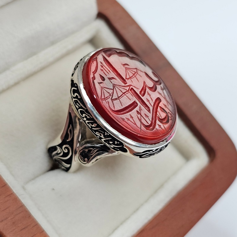 انگشتر عقیق سرخ خراسانی مردانه