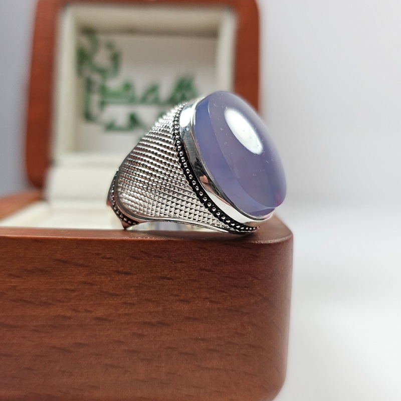 انگشتر عقیق کبود یمنی مردانه