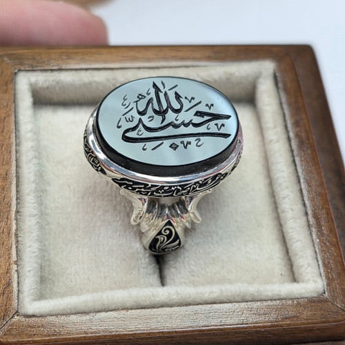 انگشتر نقره ۹۹۵ عقیق مشکی خراسانی مردانه